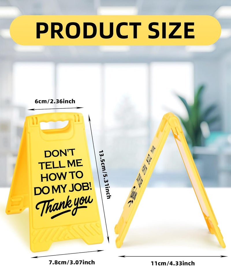 EXUBERIUM Caution Don't Tell Me How To Do My Job Funny Office Desk Decor Sign Gift for Women Coworkers Sarcastic Desk Decor Multi-functional Phone Holder Mirror Table Sign Birthday White Elephant Gift - Image 2
